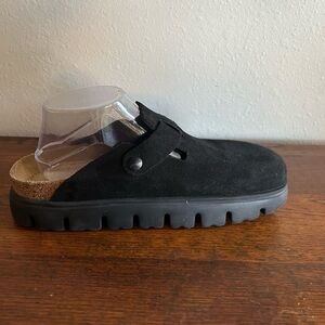 Papillo Mules Clogs By Birkenstock Size 41 Black Leather Granola Minimalist